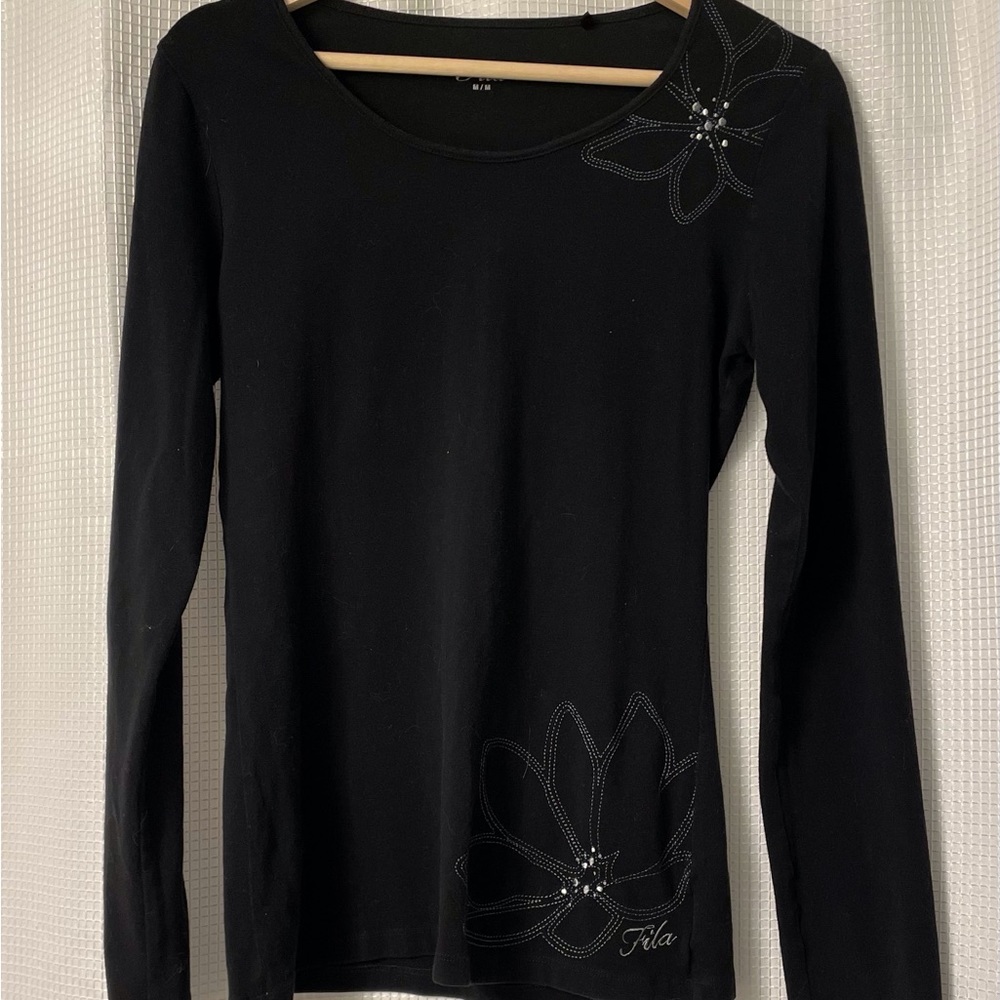 Fila long-sleeved t-shirt with stitched flower detail